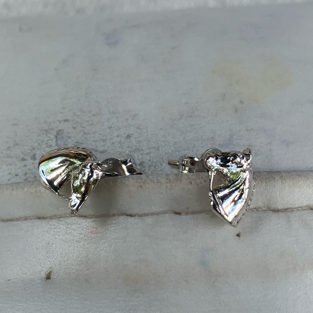 Tiny Sterling Silver Horsehead Stud Earrings - image 2